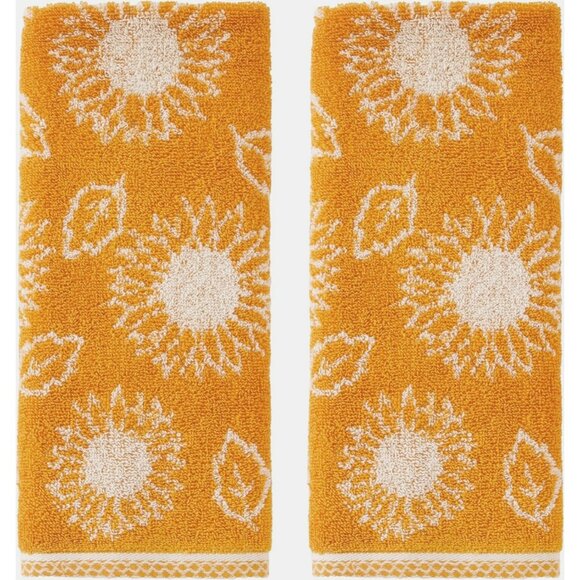 2 SKL Fall Harvest Hand Towel Set Sunflower Decorative Bath Kitchen Bar - Picture 1 of 5
